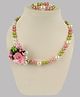 Daizy Rose & Pearl Detailed Necklace With Bracelet - Pink