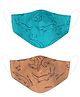 VEA Kids 5 Layered Filtration Soft Cotton Reusable Face Mask Beach & Space Print Yellow Brown - Pack of 2