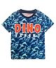 Babyhug Half Sleeves Biowashed Tee Dino Print - Blue