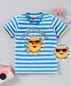 Babyhug Half Sleeves Biowash Stripe Tee Sun Print - Blue White