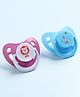 Babyhug BPA Free Pacifiers in PP Case with Animal Print Pack of 2 - Blue & Purple