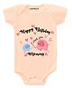 KNITROOT Short Sleeves Happy Birthday Mommy Print Onesie - Peach
