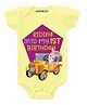 KNITROOT Short Sleeves Riding Into My First Birthday Print Onesie - Yellow