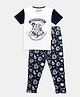Nap Chief Cotton Short Sleeves Harry Potter Printed Night Suit - White & Black