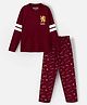 Nap Chief Full Sleeves Harry Potter Theme Night Suit - Maroon