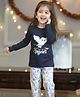 Nap Chief Full Sleeves Organic Cotton Harry Potter Print Detailing Night Suit - Navy Blue