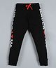 Plum Tree Full Length Side Text Print Jogger Track Pants - Black
