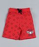 Plum Tree Stars Print Shorts - Red