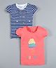 Plum Tree Pack Of 2 Short Sleeves Ice Cream Print T-Shirts - Orange & Blue