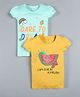 Plum Tree Pack Of 2 Short Sleeves Watermelon Print T-Shirts - Yellow & Blue