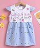 Kookie Kids Cap Sleeves Frock Bunny Print - Sky Blue