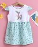 Kookie Kids Cap Sleeves Frock Allover Print - Blue