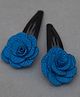 Tiny Closet Flower Design Hair Clips - Blue