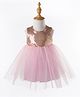 Kookie Kids Sleeveless Party Wear Frock Sequin Detailing - Pink