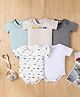 Kookie Kids  Half Sleeves Onesies Pack of 5 - Multicolor