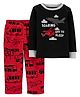 Carter's 2-Piece Plane Cotton tee & Warm Fleece PJs - Maroon Black