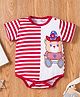 Kookie Kids Half Sleeves Onesie Bear Print - Red