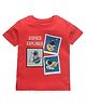 Babyhug Half Sleeves Tee Space Embroidery - Red