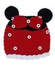USHA ENTERPRISES Hand Knitted Bow Design Cap - Red-  Diameter 30cm