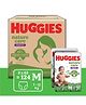 Huggies Nature Care Pants, Medium Size (7-12 Kg) Premium Baby Diaper Pants, Monthly Pack 124 Count, Made with 100% Organic Cotton