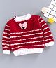 USHA ENTERPRISES Full Sleeves Teddy Bear Detailing Baby Sweater - Red And White