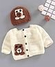 USHA ENTERPRISES Full Sleeves Teddy Detailing Baby Sweater With Cap - Brown