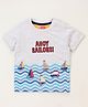 Babyhug Half Sleeves Biowashed Tee Ship Print - Grey