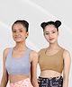 D'chica Set Of 2 Solid Colour Non Wired Non Padded Bra - Grey & Beige