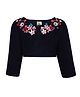 A Little Fable Full Sleeves Floral Embellished Shrug - Navy Blue