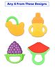 Mastela Silicone Fruit Shape Teether Multicolor Pack of 4 (Color & Design May Vary)