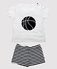 Nino Bambino 100% Organic Cotton  Half Sleeves Football Print Tee & Striped Shorts - White