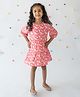 Campana Three Fourth Sleeves Calypso Tiered Daisy Print Dress - Peach