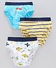 Babyoye Cotton Briefs Aeroplane Print Pack of 3 - Blue White Yellow