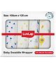 LuvLap 100% Cotton Muslin Baby Swaddle Set, 4pcs, Birds Print, 0-18M, Multicolour