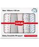 LuvLap 100% Cotton Muslin Baby Swaddle Set, 5pcs, Dots, Stars, Zigzag Print, 0-18M, Multicolour