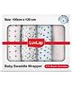 LuvLap 100% Cotton Muslin Baby Swaddle Set, 3pcs, Dots & Stars Print, 0-18M, Multicolour