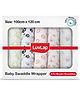 LuvLap 100% Cotton Muslin Baby Swaddle Set, 5pcs, Animals & Floral Print, 0-18M, Multicolour