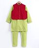 Twisha Full Sleeves Solid Kurta With Jacket & Pajama - Lemon Green