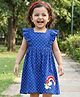 Hola Bonita Flutter Sleeves Frock Rainbow Embroidery - Blue