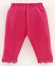 Babyhug Lace Border Three Fourth Leggings - Dark Pink