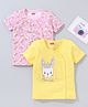 Babyhug Half Sleeves 100% Cotton Vest Bunny Print Pack of 2 - Pink Yellow