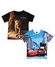 Disney By Crossroads Pack Of 2 Half Sleeves Lion King & Cars Printed Tees - Black & Sky Blue