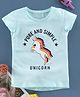 Fox Baby Short Sleeves Tee Unicorn Print - Blue