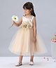 Mark & Mia Sleeveless Floral & Pearl Embroidered Frock - Peach