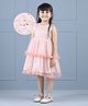 Hola Bonita Sleeveless Party Wear Embroidered Frock - Peach
