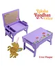 Kidoz Butterfly Mauve Wooden Foldable Study Table With Storage and Pinboard - Purple