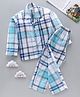Right Sleep Full Sleeves Checked Night Suit - Blue