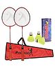 Hipkoo Badminton Racket with 3 Shuttlecocks - Red Black
