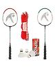 Hipkoo Toofani Wide Body Badminton Racket with 3 Feather Shuttlecock & Net - Red Black