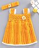 USHA ENTERPRISES Handmade Sleeveless Floral Work Dress With Headband - Yellow